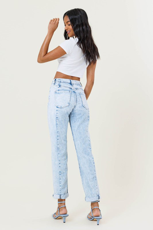 Vibrant M.i.U HIGH RISED COLOR BLOCK BOYFRIEND JEANS