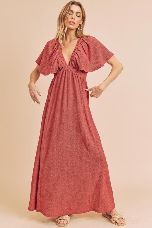 Aemi + Co Liane Flutter Sleeve Maxi Dress