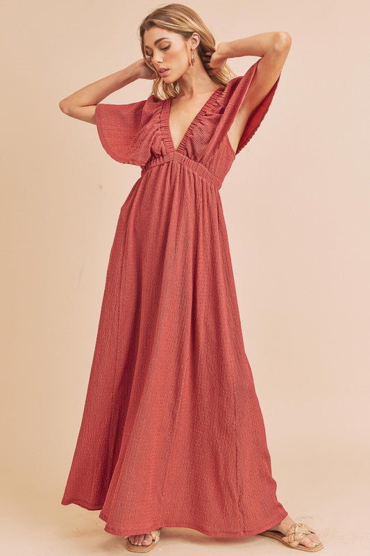 Aemi + Co Liane Flutter Sleeve Maxi Dress