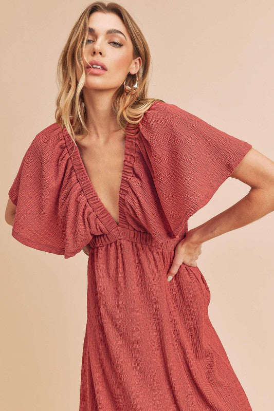 Aemi + Co Liane Flutter Sleeve Maxi Dress