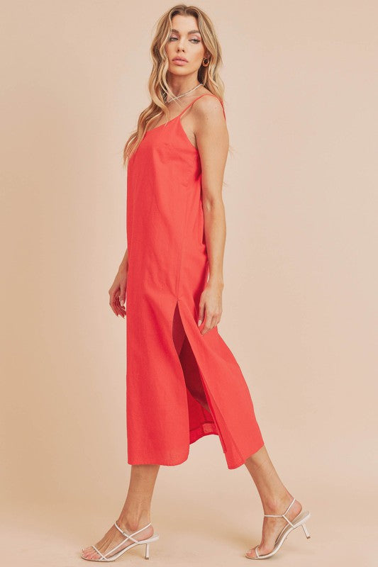 Aemi + Co LISA Sleeveless Linen Slit Midi DRESS