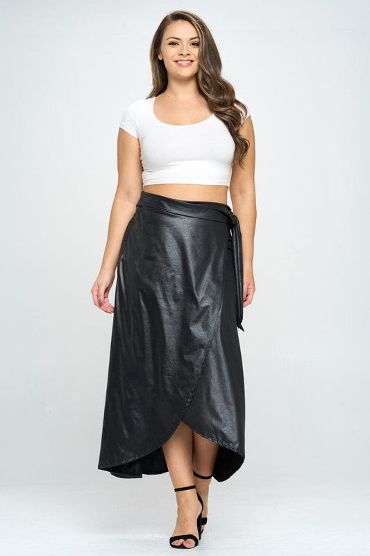 BYRKA Faux Leather Maxi Wrap Skirt