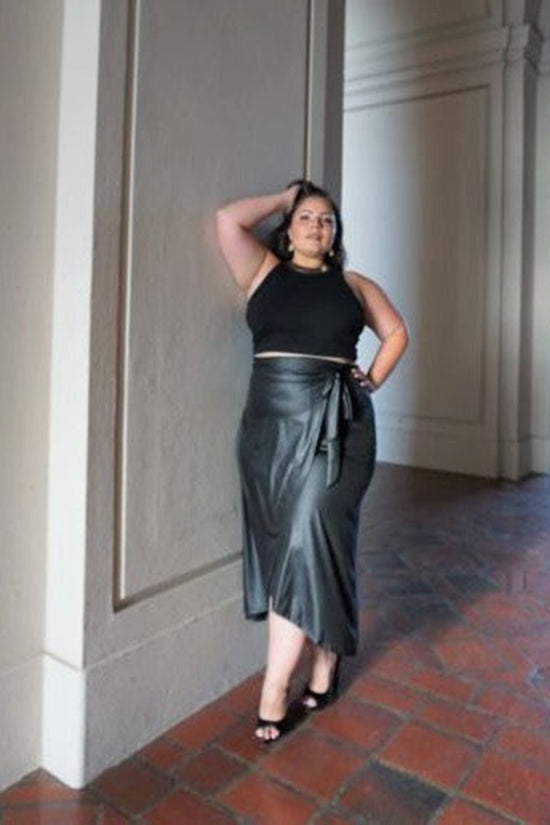 BYRKA Faux Leather Maxi Wrap Skirt