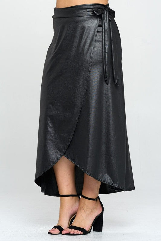 BYRKA Faux Leather Maxi Wrap Skirt