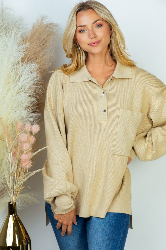 White Birch Long Sleeve Solid Knit Top