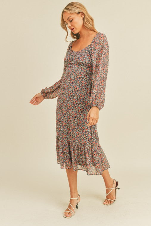 Lush Clothing Floral Print Midi Dress