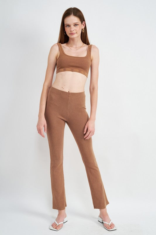 Emory Park HIGH WAIST RIB FLARED PANTS