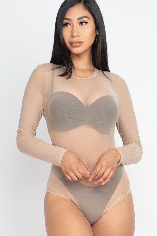 Capella Mesh shirt Sheer blouse Long Sleeves Bodysuit