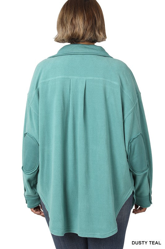 ZENANA Plus Oversized Basic Fleece Shacket