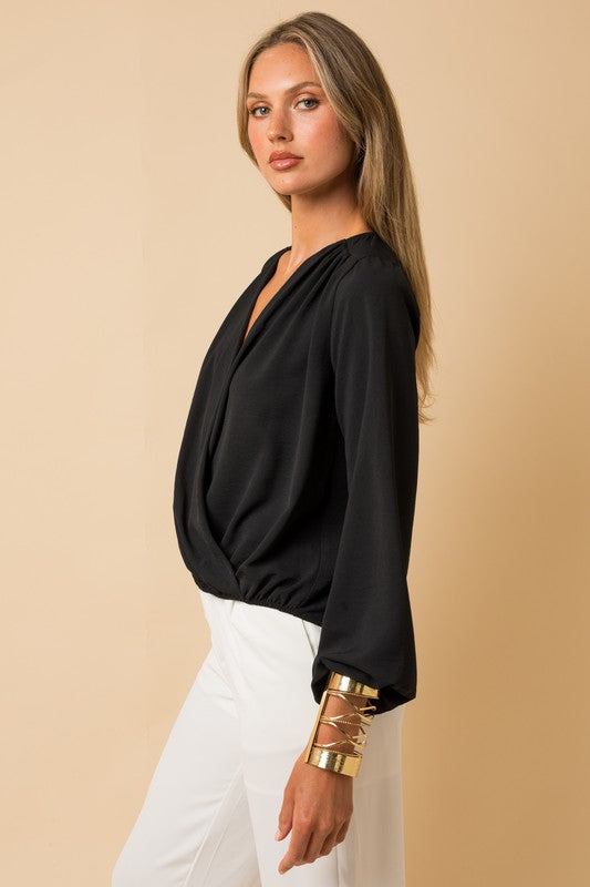 Load image into Gallery viewer, Gilli L/S Surplice Shoulder Shirring Top
