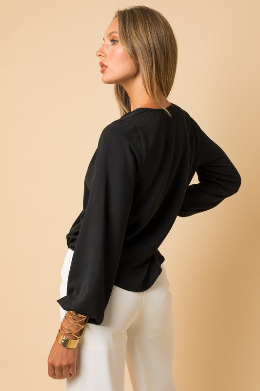 Load image into Gallery viewer, Gilli L/S Surplice Shoulder Shirring Top
