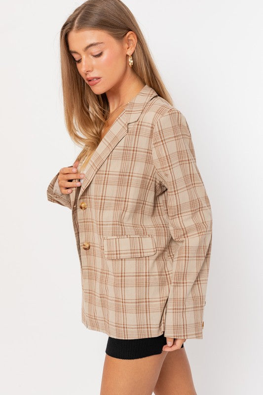 LE LIS Oversized Plaid Jacket