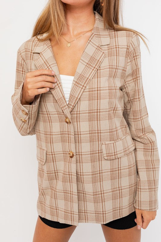 LE LIS Oversized Plaid Jacket