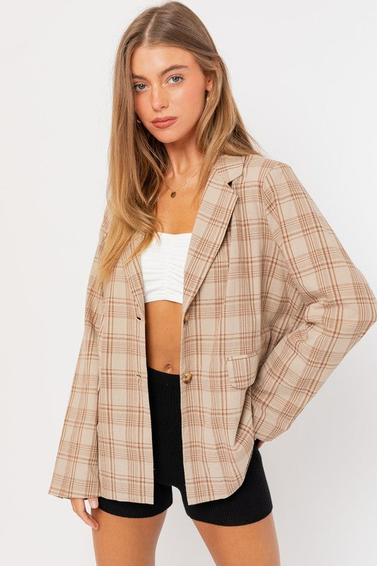 LE LIS Oversized Plaid Jacket