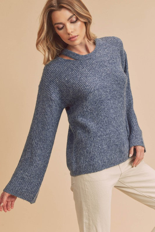 Aemi + Co Harlie Cutout Crew Neck Sweater