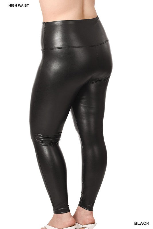 Load image into Gallery viewer, ZENANA Plus High Rise Faux Leather Leggings
