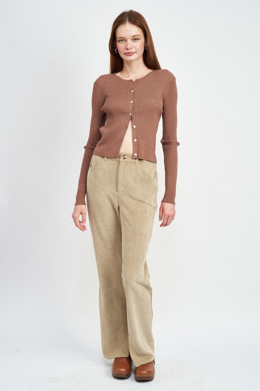 Emory Park LONG SLEEVE BUTTON UP CROP TOP