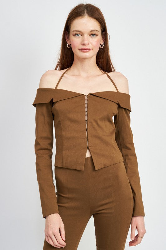 Emory Park SPAGHETTI STRAP OFF SHOULDER TOP