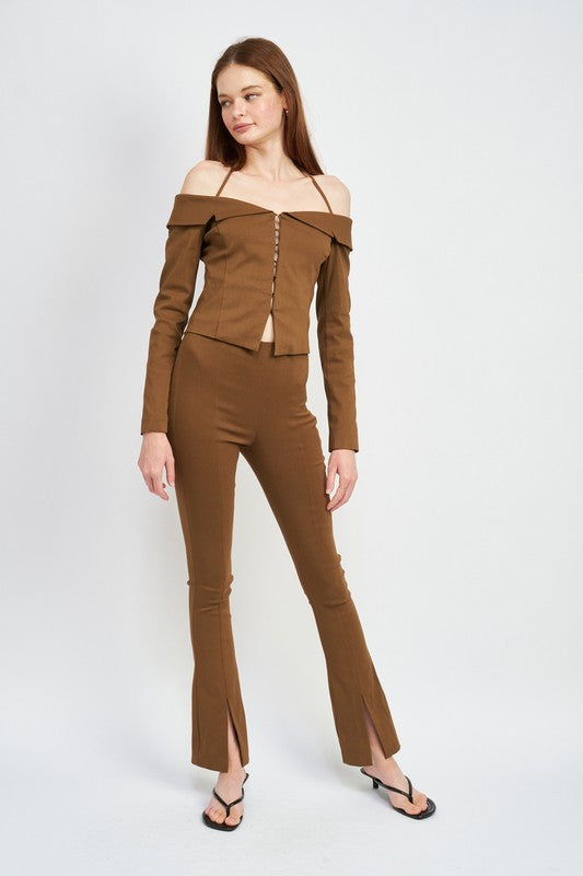 Emory Park HIGH WAIST PANTS WITH FRONT SLITS