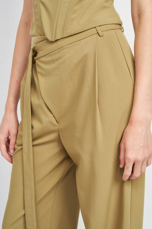 Emory Park ASYMMETRICAL LONG BELT TROUSERS