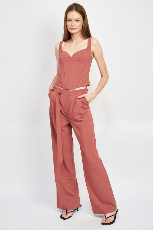 Emory Park ASYMMETRICAL LONG BELT TROUSERS