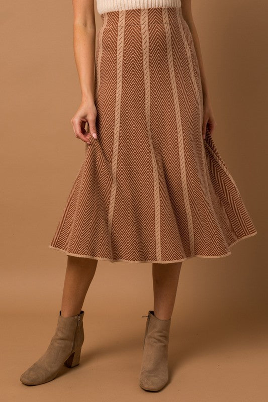 Load image into Gallery viewer, Gilli Herringbone Stripe Sweater Skirt
