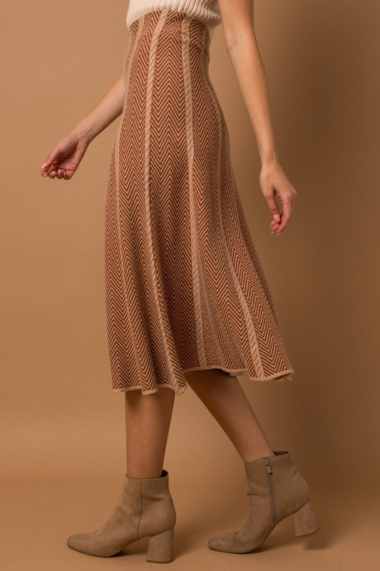 Load image into Gallery viewer, Gilli Herringbone Stripe Sweater Skirt
