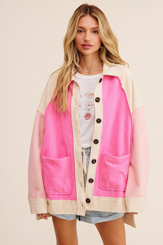 Listicle Soft Touch Terry-like Shacket Knit Jacket