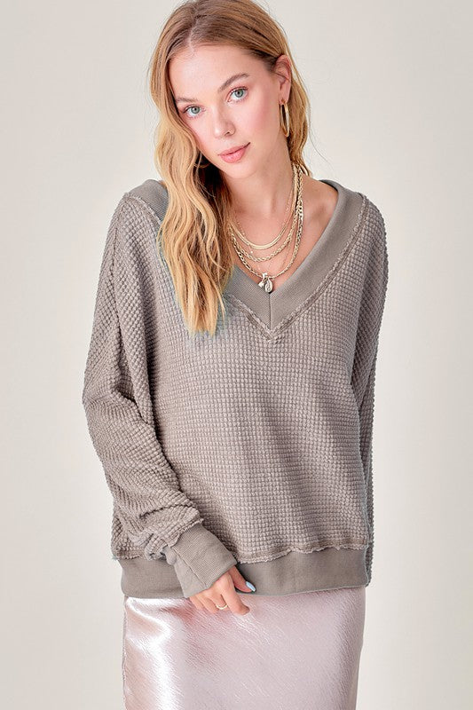 La Miel Holly Waffle Knit Top