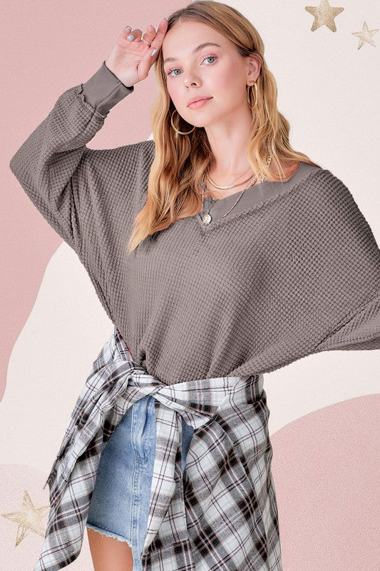 La Miel Holly Waffle Knit Top