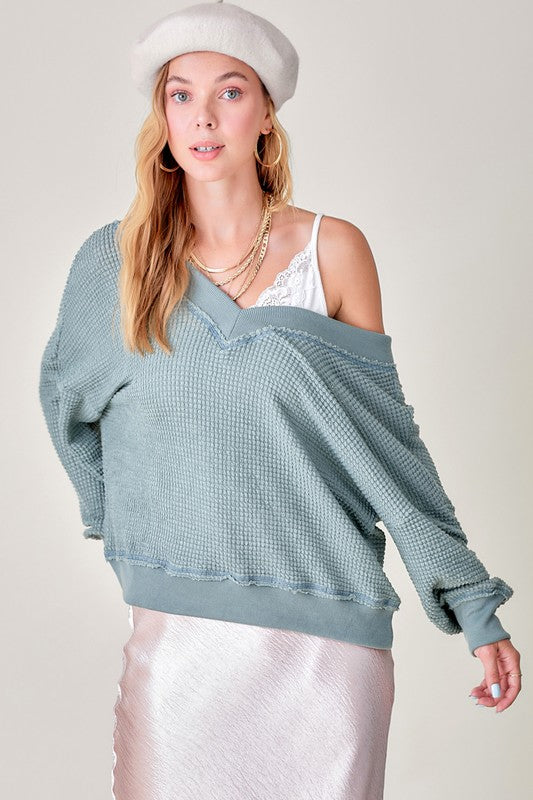 La Miel Holly Waffle Knit Top