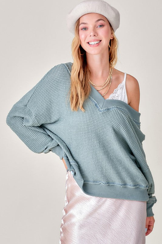 La Miel Holly Waffle Knit Top