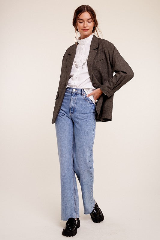 Listicle Oversized Solid Blazer