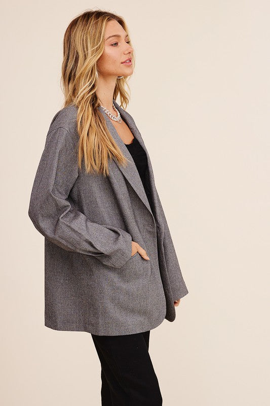 Listicle Oversized Solid Blazer