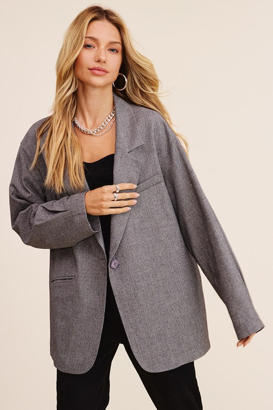 Listicle Oversized Solid Blazer