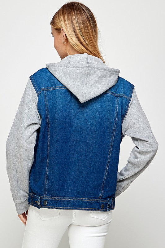 Blue Age Women's Denim  Jacket with Fleece Hoodies