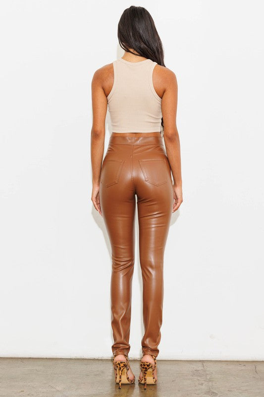 Vibrant M.i.U Vegan Leather Skinny Jeans