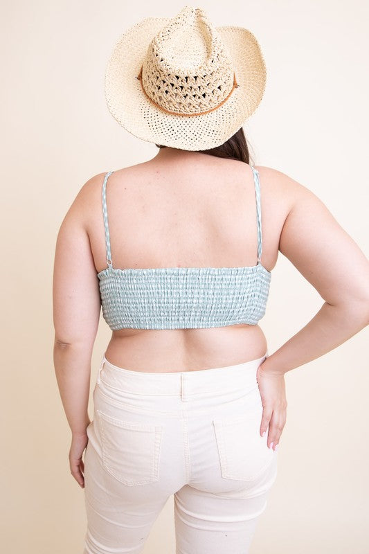 Leto Plus Size Gingham Smocked Bralette