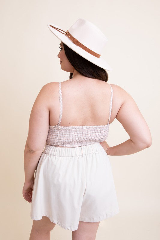 Leto Plus Size Gingham Smocked Bralette