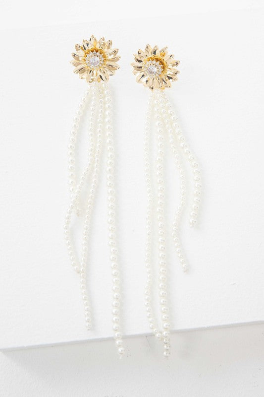 Lovoda Dandelion Pearl Drop Earrings