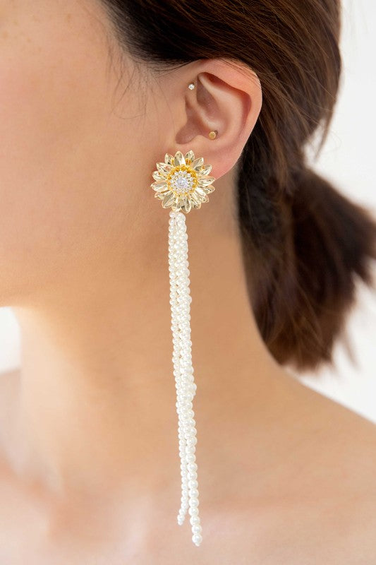 Lovoda Dandelion Pearl Drop Earrings