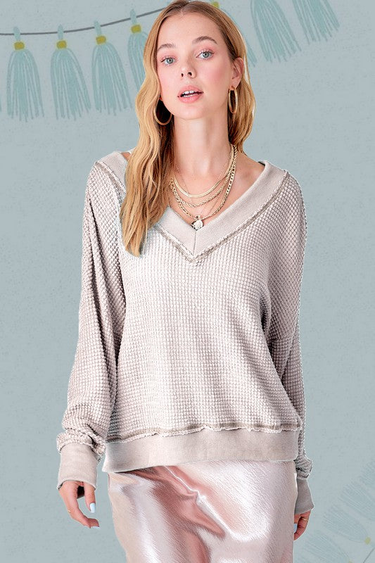 La Miel Holly Waffle Knit Top