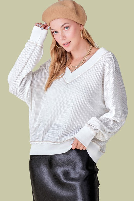 La Miel Holly Waffle Knit Top