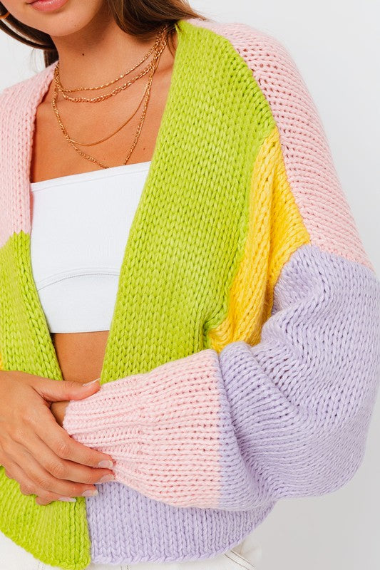 Load image into Gallery viewer, LE LIS Color Block Sweater Cardigan
