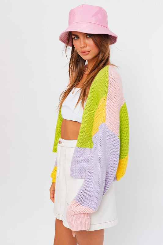 Load image into Gallery viewer, LE LIS Color Block Sweater Cardigan
