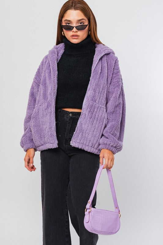 Load image into Gallery viewer, LE LIS Oversized Fleece Hoodie Jacket
