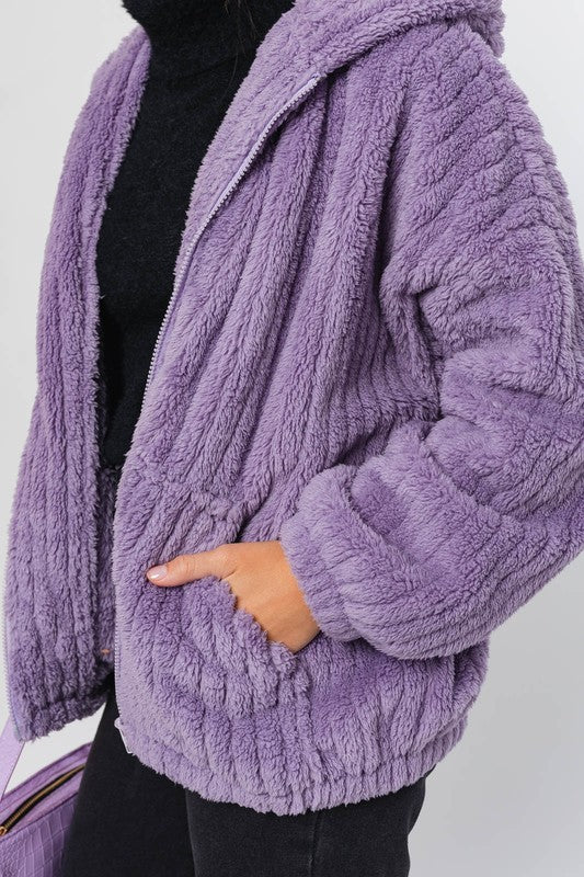 LE LIS Oversized Fleece Hoodie Jacket