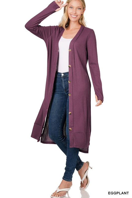 ZENANA Ribbed Long Cardigan