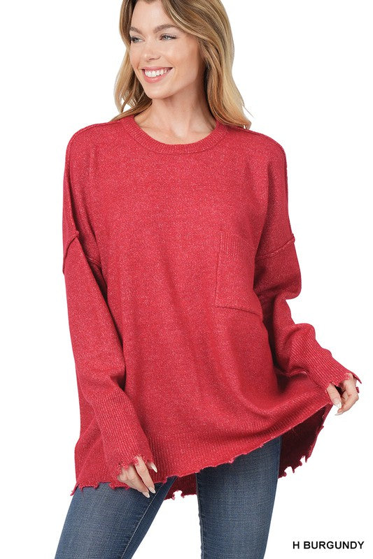 Load image into Gallery viewer, ZENANA Distressed Melange Oversized Sweater
