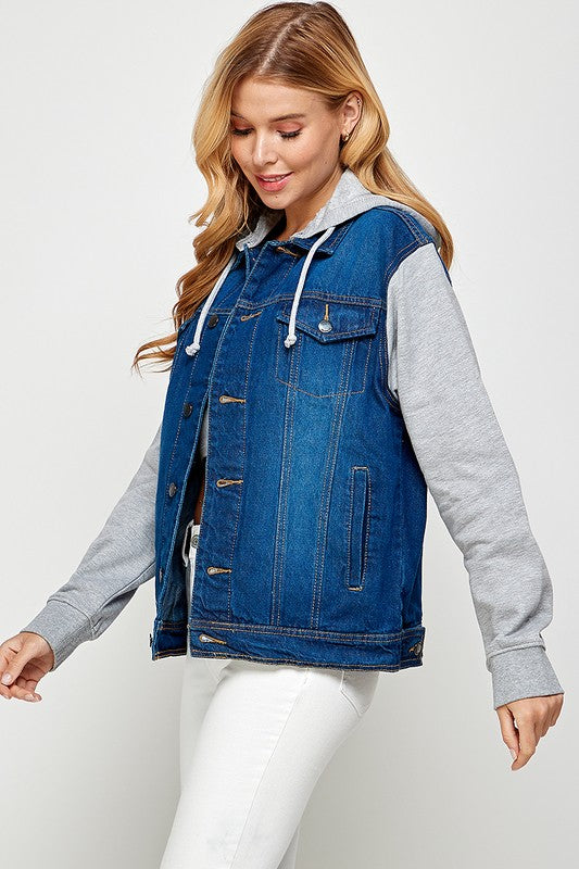 Blue Age Women's Denim  Jacket with Fleece Hoodies